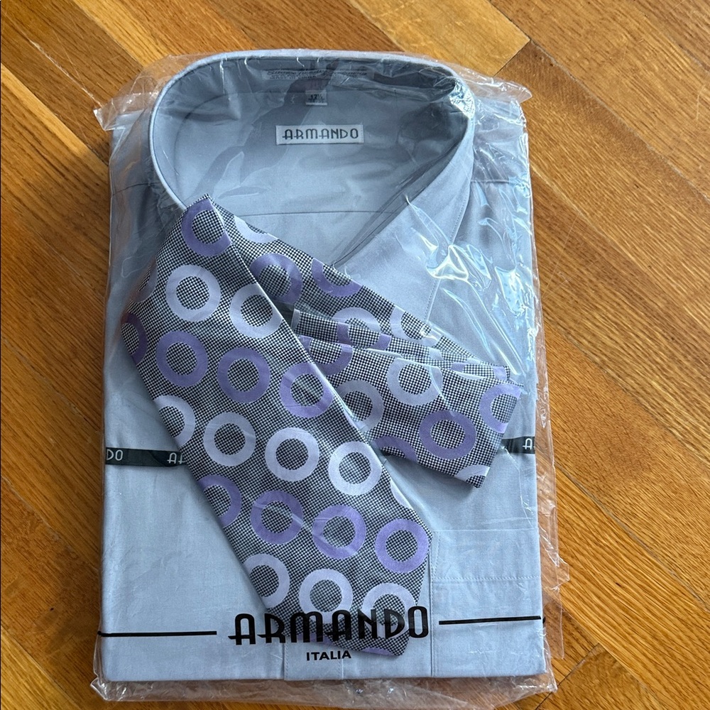 Armando Men's Gray Shirt with Tie
